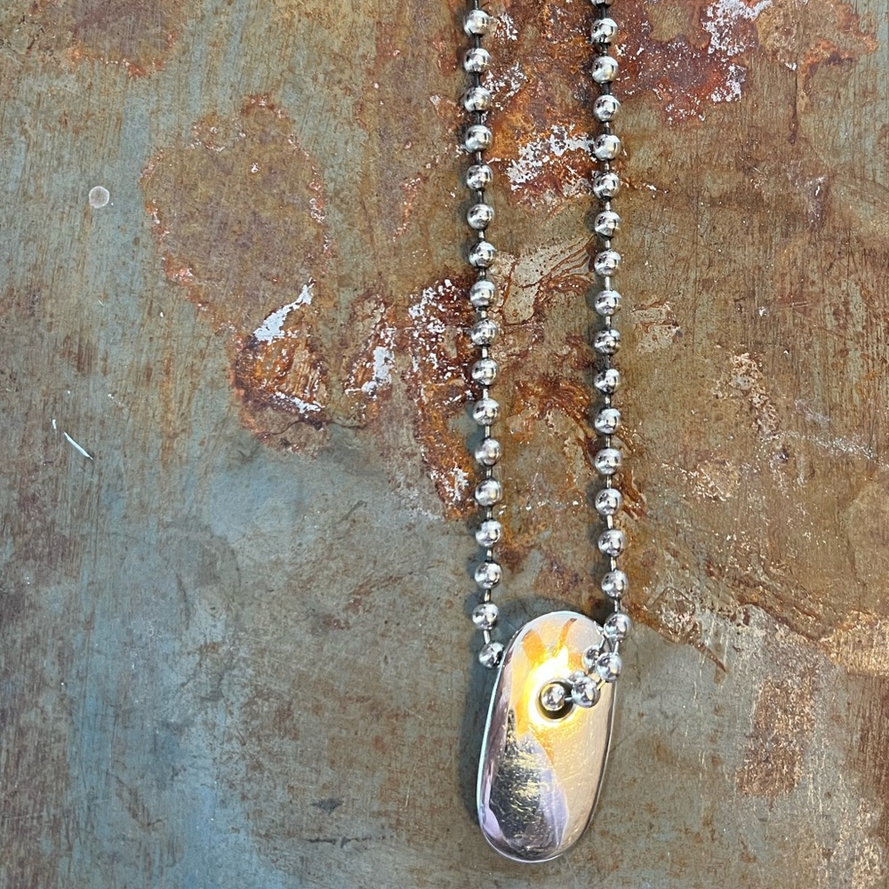 Vintage Classy Dog Tag Necklace Sterling Silver